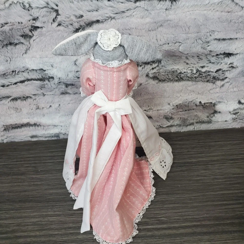 Decorative Country Bunny In Dress Apron Hokding‎ Basket Of Flowers